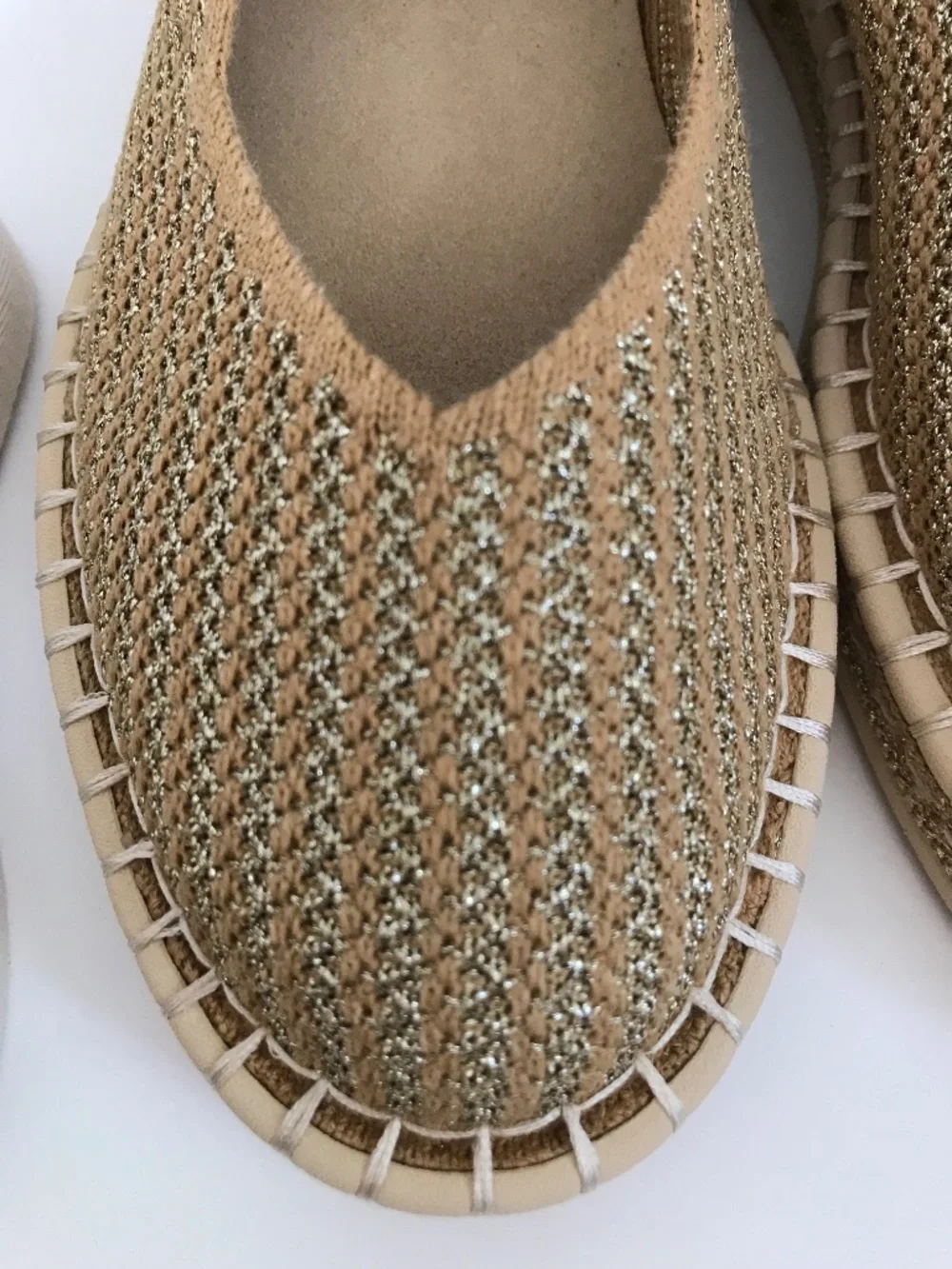 ROTHY'S The Espadrilles Gold Stripe Flats Size 8